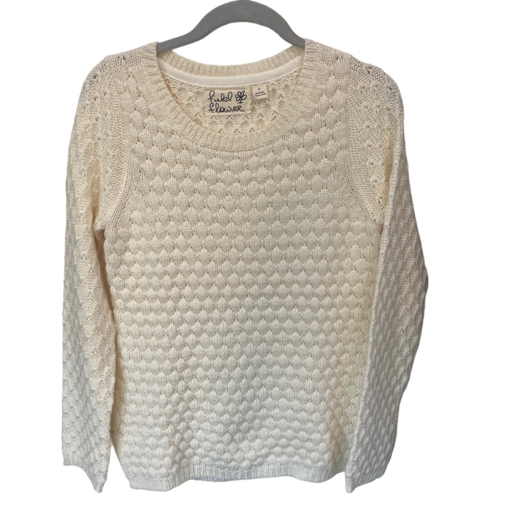 Field Flower Anthropologie Ivory Sweater‎ Size Small.